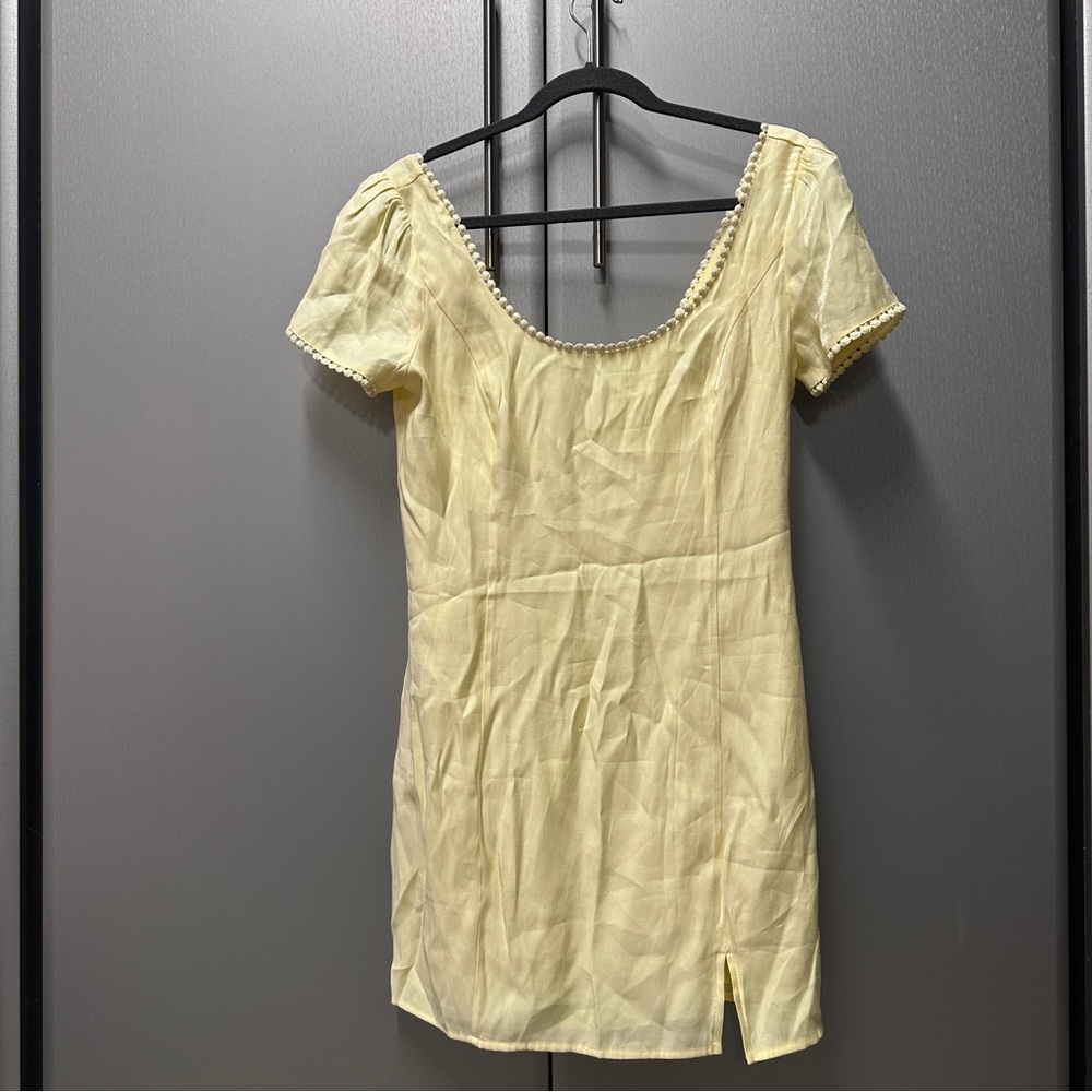 Forever 21 Light Yellow Dress with Pom Pom Trim